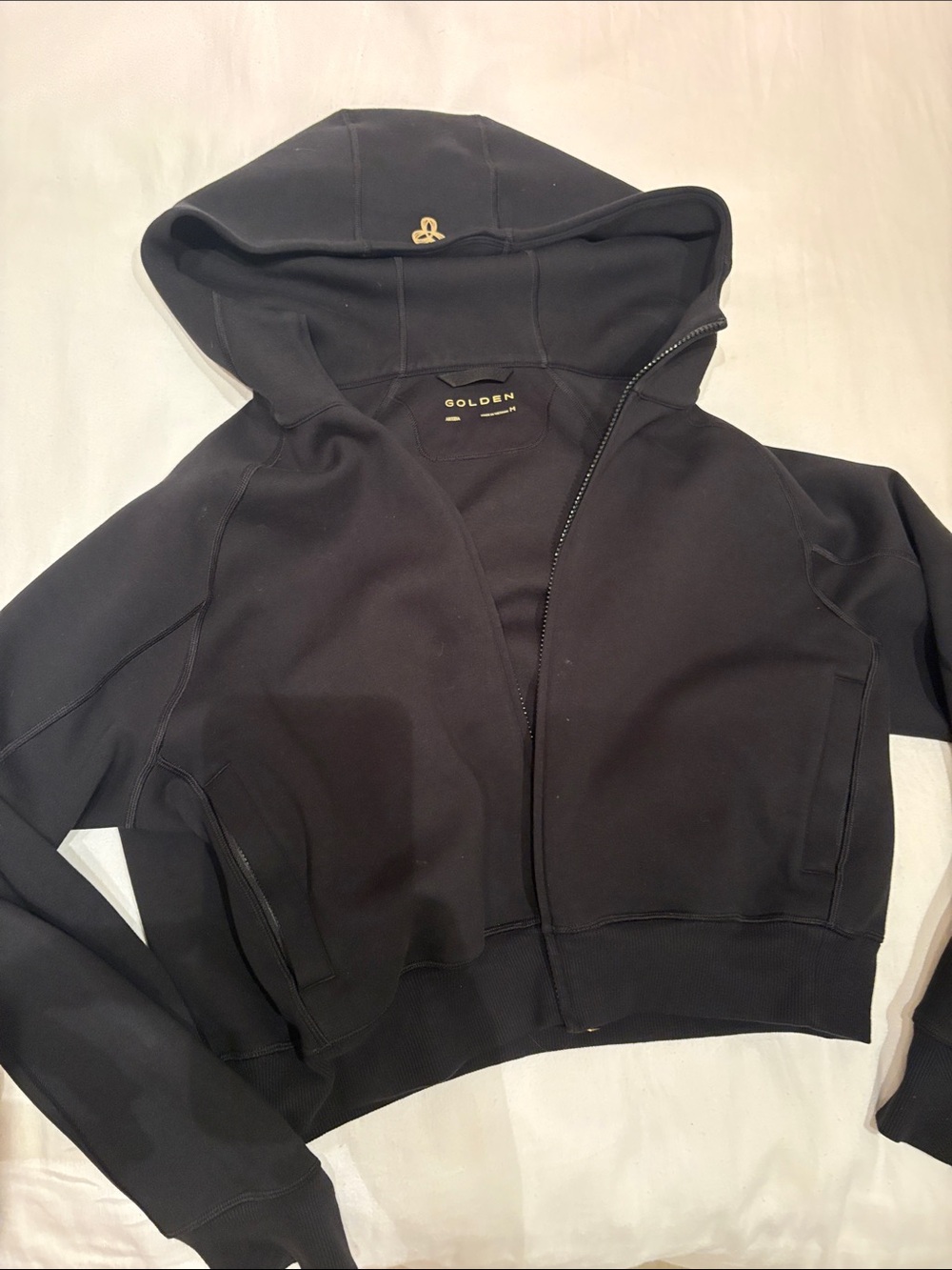 Black Zip-Up Hooded Women’s Top - Picture 8 of 9